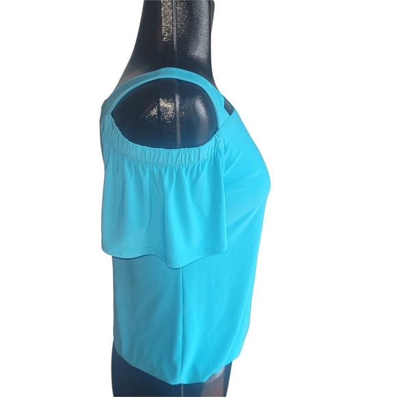 Laura Teal Colored Off-Shoulder Short Sleeve Top S - Picture 3 of 6